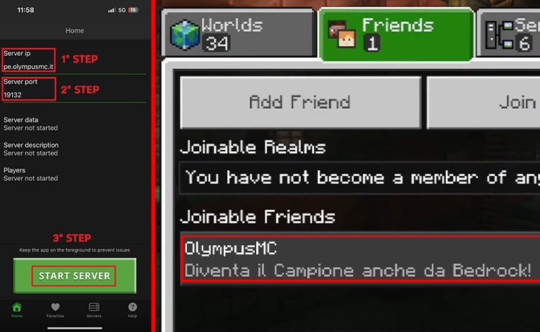 Come entrare su OlympusMC da Console